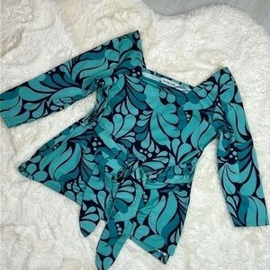 La Mer Lux Resort Wear Tropical Paradise Shirt with Tie at Waist